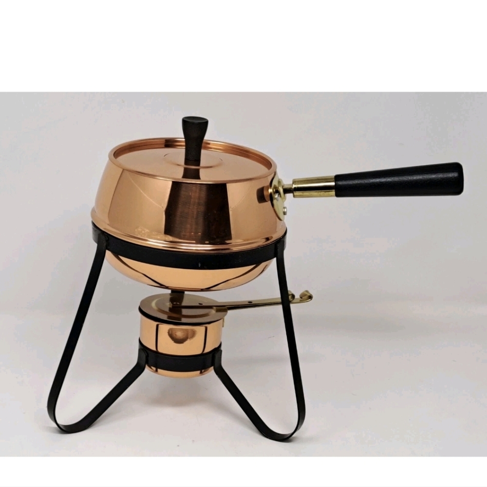 Vintage Copper Craft Guild  1.5 Quart Fondue Pot - Stand and Warmer